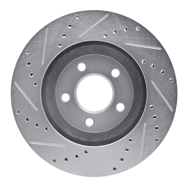 Ford Mustang Brake Rotor (1) - Front Right - R1 Concepts - Drilled & Slotted - Silver - `05-`14